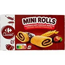 Carrefour, Mini rolls génoises fourrage goût chocolat-noisette