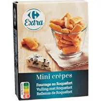 Carrefour, Biscuits apéritif mini crêpes roquefort
