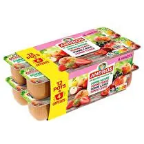 Andros, Desserts fruitiers Panachés fruits rouges - 12 pots de 100 g + 4 offerts