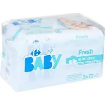 Carrefour, Lingettes bébé Fresh Aloe Vera - 2 x 72
