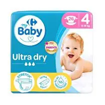Carrefour, Couches Bébé Taille 4 8-16kg Ultra Dry le paquet de 26 couches