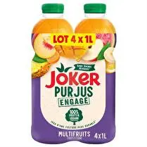Joker, Pur jus engagé Multifruits - Le pack de 4 bouteilles 1 l