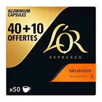 L'or, Café en capsules Delizioso intensité 5 - x 40 + 10 offertes soit 260 g