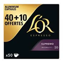 L'or, Café en capsules  Supremo intensité 10  - 40 + 10 offertes soit 260 g