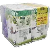 Carrefour, Papier toilette Blanc - x64 rouleaux