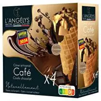 L'angelys, Cornet artisanal crème glacée café coulis chocolat