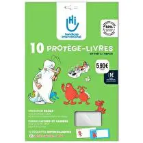 HANDICAP INTERNATIONAL, Protège-livres Pour toutes les tailles jusqu'à 24 x 32 cm avec étiquettes autocollantes illustrées - x 10