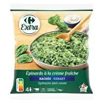 Carrefour, Epinards hachés à la crème fraîche - 1 kg