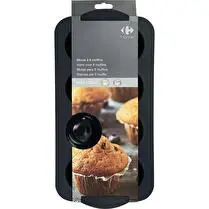 Carrefour, Moule à muffins x8 en silicone avec contour rigide 34,5x17,5x4cm