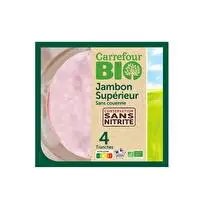 Carrefour, Jambon supérieur bio sans couenne 4 tranches