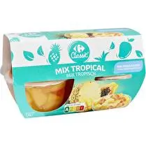 Carrefour, fruits au sirop cocktail tropical sans sucres ajoutés