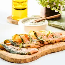 Votre poissonnier propose, Gravlax de saumon au thym de provence IGP