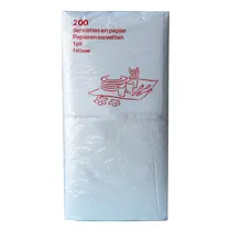 Carrefour, Serviettes 30x30 blanc 1 pli x200