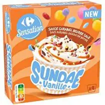 Carrefour, Sundae vanille sauce caramel beurre salé