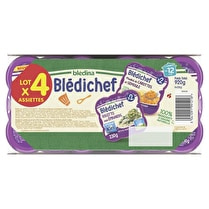 Blédina, Blédichef  2 Mouliné de carottes et semoule + 2 risotto aux épinards