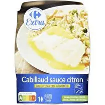 Carrefour, Cabillaud sauce citron riz et petits légumes