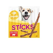 Carrefour, Bâtonnets sticks pour chien Au boeuf - Le sachet de 5 sticks soit 50 g