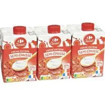 Carrefour, Crème Entière Semi-Épaisse 30% Mg