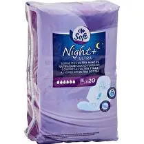 Carrefour, Serviettes Hygiéniques avec Ailettes Night Ultra