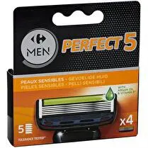Carrefour, Lames de rasoir homme perfect 5 peau sensible à 6 lames