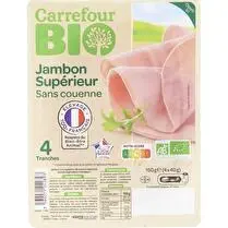 Carrefour, Jambon supérieur sans couenne bio x 4 tranches