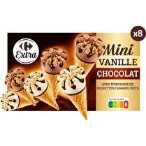 Carrefour, Glaces mini vanille et chocolat X8 - 344g