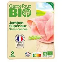 Carrefour, Jambon supérieur sans couenne bio