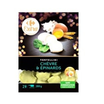 Carrefour, Pâtes fraîches Tortellini chèvre & épinard