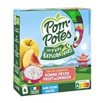 Pom'potes, Gourdes les p'tits explorateurs Pomme Pêche Fruit du Dragon 4 X 90g