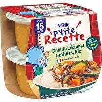 Nestlé, P'tite Recette Dahl de Légumes lentilles riz