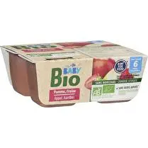 Carrefour, compote bébé pommes fraise