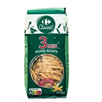 Carrefour, Pâtes  Penne rigate  3 min