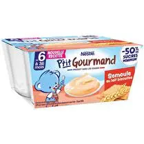 Nestlé, P'tit Gourmand Semoule au lait Biscuitée