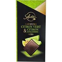 Carrefour, Tablette de Chocolat Noir Citron Vert Citron et Gingembre