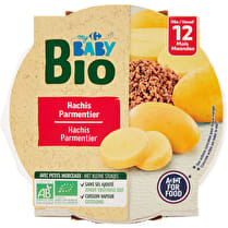 Carrefour, Plat bébé dès 12 mois Hachis Parmentier Bio