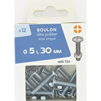 Trefilaction, Boulon tête poêlier acier zingué 5x30mm x12