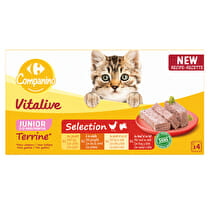 Carrefour, Pâtée Pour Chat Junior En Terrine Poulet Volaille Poulet Lait Boeuf Lait Vitalive
