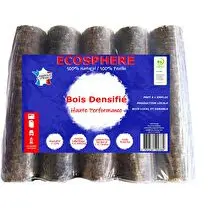 ECOSPHERE, Lot de 5 bûches de bois densifié haute performance