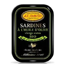 Ets J.C David, Sardines à l'huile d'olive vierge extra bio millésimées