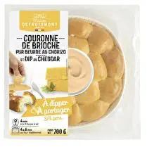Votre fromager propose, Mini couronne de briochettes chorizo avec DIP cheddar