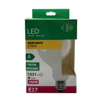 Carrefour, Ampoule led E27 globe blanc-chaud 100W