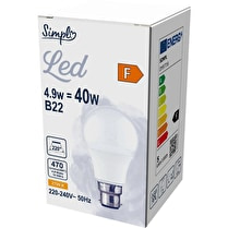 Simpl, Ampoule led B22 standard blanc-chaud dépolie 40W