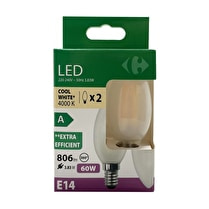 Carrefour, Ampoule led E14 flamme blanc-froid 60W