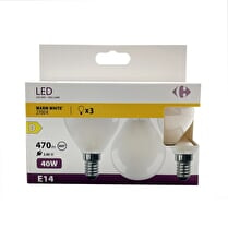 Carrefour, Ampoule led E14 sphérique blanc-chaud 40W
