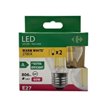 Carrefour, Ampoule led fil sphérique 60W E27