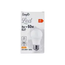 Simpl, Ampoule led E27 standard blanc-chaud dépolie 60W
