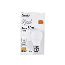 Simpl, Ampoule led B22 standard blanc-chaud dépolie 60W