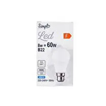 Simpl, Ampoule B22 forme standard blanc-froid dépolie 60W