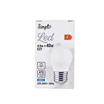 Simpl, Ampoule E27 forme sphérique blanc-froid dépolie 40W