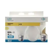 Carrefour, Ampoule LED B22 standard blanc-chaud 60W